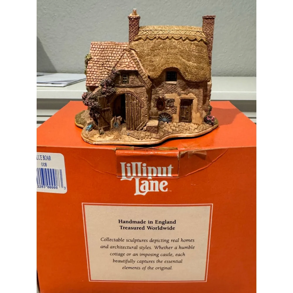 Lilliput Lane Blue Boar Cottage Sculpture figurine with deed